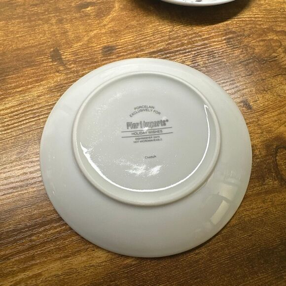 Pier 1 Imports appetizer plates Holiday Wishes set of 4 Original Box Porcelain - Picture 7 of 9